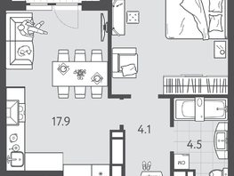 Продается 1-комнатная квартира ЖК Все Свои ВИП, литера 3, 42.6  м&sup2;, 9670200 рублей