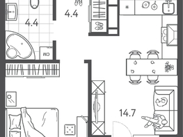 Продается 1-комнатная квартира ЖК Все Свои ВИП, литера 3, 36.85  м&sup2;, 10207450 рублей