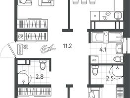 Продается 3-комнатная квартира ЖК Все Свои ВИП, литер 4, 88.95  м&sup2;, 24639150 рублей