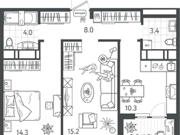 Продается 2-комнатная квартира ЖК Все Свои ВИП, литер 4, 56.6  м&sup2;, 14546200 рублей