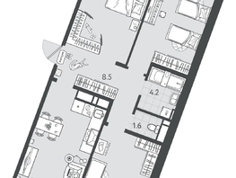 Продается 3-комнатная квартира ЖК Все Свои ВИП, литер 7, 85.2  м&sup2;, 18062400 рублей