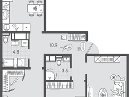 Продается 3-комнатная квартира ЖК Все Свои ВИП, литера 6, 83.05  м&sup2;, 18437100 рублей