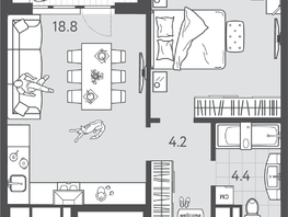 Продается 1-комнатная квартира ЖК Все Свои ВИП, литера 6, 43.5  м&sup2;, 11179500 рублей