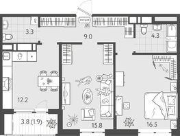 Продается 2-комнатная квартира ЖК Все Свои ВИП, литер 8, 62.5  м&sup2;, 13687500 рублей