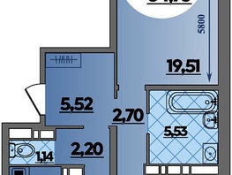 Продается 2-комнатная квартира ЖК Восточный, литер 52, 64.76  м&sup2;, 7797999 рублей