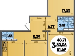 Продается 3-комнатная квартира ЖК Восточный, литера 35, 81.69  м&sup2;, 9958011 рублей