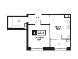 Продается 1-комнатная квартира ЖК Кварталы 17/77, литер 4.3, 33.8  м², 4732000 рублей