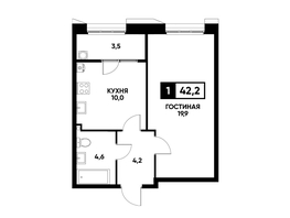 Продается 1-комнатная квартира ЖК Основа, литер 4, 42.2  м², 4338160 рублей