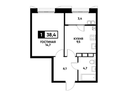 Продается 1-комнатная квартира ЖК Основа, литер 4, 38.4  м², 3947520 рублей