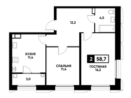 Продается 2-комнатная квартира ЖК Основа, литер 4, 58.7  м², 5632265 рублей