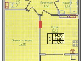 Продается 1-комнатная квартира ЖК Суворов, дом 5, 37.5  м², 4481250 рублей