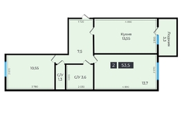 Продается 2-комнатная квартира ЖК Атмосфера, б/с 5,6,7, 53.35  м², 4481400 рублей