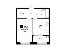 Продается 1-комнатная квартира ЖК Резиденция СОФИ, 35.5  м², 3940500 рублей