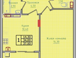 Продается 1-комнатная квартира ЖК Суворов, дом 6, 37.5  м², 4687500 рублей