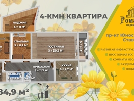 Продается 4-комнатная квартира Юности пр-кт, 84.9  м², 5200000 рублей