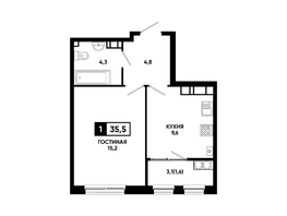 Продается 1-комнатная квартира ЖК Резиденция СОФИ, литер 1 корпус 2, 35.5  м&sup2;, 4641625 рублей