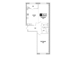 Продается 2-комнатная квартира ЖК Кварталы 17/77, литер 9.5, 64.4  м&sup2;, 8024240 рублей