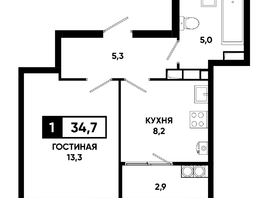 Продается 1-комнатная квартира ЖК Основа, литер 6.2, 34.7  м&sup2;, 4616835 рублей