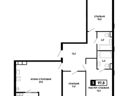 Продается 3-комнатная квартира ЖК Основа, литер 6.1, 97.8  м&sup2;, 10586850 рублей