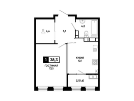 Продается 1-комнатная квартира ЖК Резиденция СОФИ, литер 1 корпус 2, 38.3  м&sup2;, 5124540 рублей