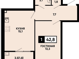 Продается 1-комнатная квартира ЖК Моя Легенда, кор 1.6, 42.8  м&sup2;, 9326120 рублей