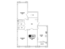 Продается 3-комнатная квартира ЖК Печорин, литер 5, 94  м&sup2;, 15040000 рублей
