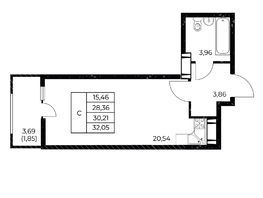 Продается Студия ЖК Звезда Столицы 2, 32.05  м&sup2;, 5597853 рублей