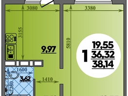 Продается 1-комнатная квартира ЖК Суворовский, литера 2, 38.14  м&sup2;, 4779999 рублей