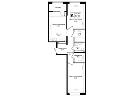 Продается 3-комнатная квартира ЖК Придонье, литер 3.3, 65  м&sup2;, 7150000 рублей