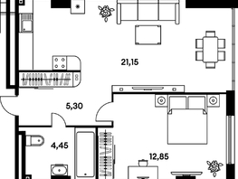Продается 2-комнатная квартира ЖК Гринсайд, 5.1-5.5, 44.55  м&sup2;, 11820000 рублей