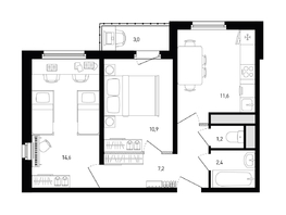 Продается 2-комнатная квартира ЖК Левенцовка Парк, лит 8-11 стр.2, сек.4,5, 48.8  м&sup2;, 6058764 рублей