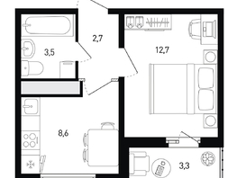 Продается 1-комнатная квартира ЖК 5 элемент Аске, лит 5-11 стр.1, сек.1,2,3,4, 29.2  м&sup2;, 5244320 рублей
