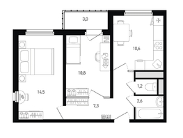 Продается 2-комнатная квартира ЖК 5 элемент Аске, лит 5-11 стр.2, сек.5,6, 49  м&sup2;, 5668908 рублей