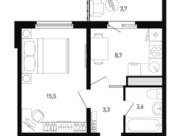 Продается 1-комнатная квартира ЖК 5 элемент Аске, лит 5-12 стр.1, сек.1,2, 32  м&sup2;, 4380672 рублей