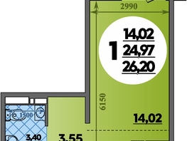 Продается Студия ЖК Суворовский, литера 23, 26.2  м&sup2;, 3630320 рублей
