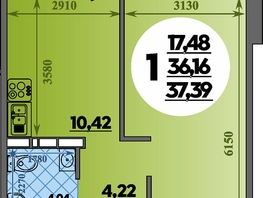 Продается 1-комнатная квартира ЖК Суворовский, литера 7, 37.39  м&sup2;, 4863632 рублей