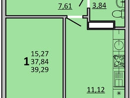 Продается 1-комнатная квартира ЖК Фрейм, 11Б, 39.15  м&sup2;, 6812100 рублей