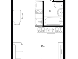 Продается Студия ЖК Левенцовка Парк, лит 8-11 стр.2, сек.4,5, 24.7  м&sup2;, 4490831 рублей