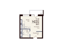 Продается Студия ЖК Академия, 3 этап, 27.3  м&sup2;, 5623800 рублей
