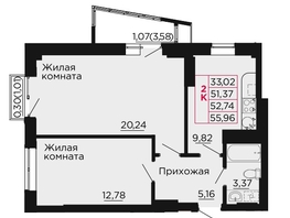 Продается 2-комнатная квартира ЖК Вишневый сад, дом 2.1, 53.4  м&sup2;, 7636200 рублей