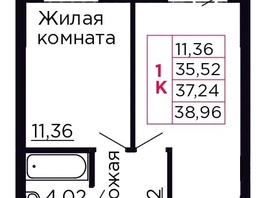 Продается 1-комнатная квартира ЖК Вишневый сад, дом 4.2, 37.24  м&sup2;, 5995640 рублей