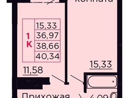 Продается 1-комнатная квартира ЖК Вишневый сад, дом 4.2, 38.66  м&sup2;, 5296420 рублей