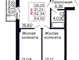 Продается 2-комнатная квартира ЖК Вишневый сад, дом 4.2, 52.34  м&sup2;, 7327600 рублей