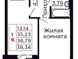 Продается 1-комнатная квартира ЖК Вишневый сад, дом 4.3, 36.79  м&sup2;, 5923190 рублей