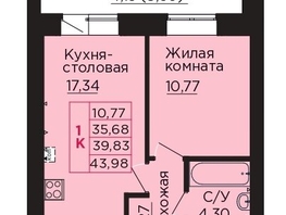 Продается 1-комнатная квартира ЖК Вишневый сад, дом 4.4, 39.83  м&sup2;, 5616030 рублей