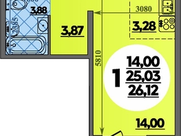 Продается Студия ЖК Суворовский, литера 1, 26.12  м&sup2;, 3729999 рублей