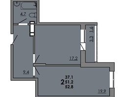 Продается 2-комнатная квартира ЖК Грей, кв-л 11-2, 52.95  м&sup2;, 7095300 рублей