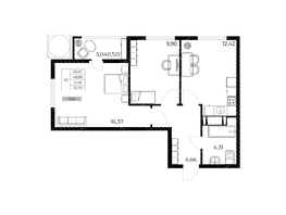 Продается 2-комнатная квартира ЖК Звезда Столицы 2, 52.7  м&sup2;, 7272600 рублей