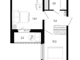 Продается 1-комнатная квартира Ткачева ул, 35  м&sup2;, 4712400 рублей