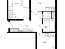Продается 2-комнатная квартира ЖК 5 элемент Аске, лит 5-11 стр.1, сек.1,2,3,4, 51.6  м&sup2;, 6180855 рублей